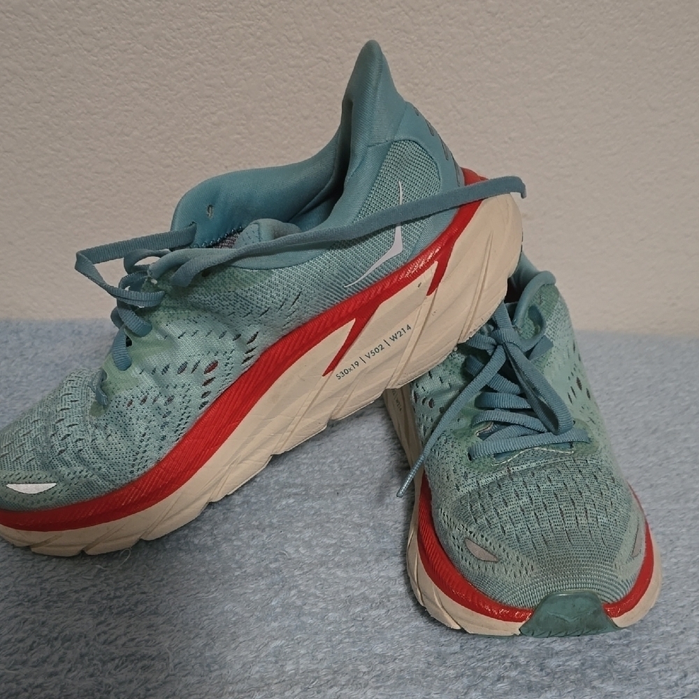 Hoka Blue and Red Athletic Shoes with Breathable Mesh - Picture 9 of 11